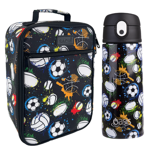 SACHI INSULATED LUNCH BAG & BOTTLE BUNDLE - SPORTS